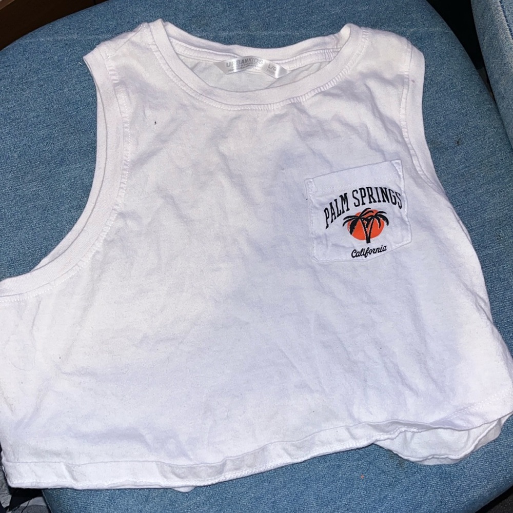 palm springs cropped white tank top